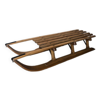 Old wooden sled & vintage metal blades #a355