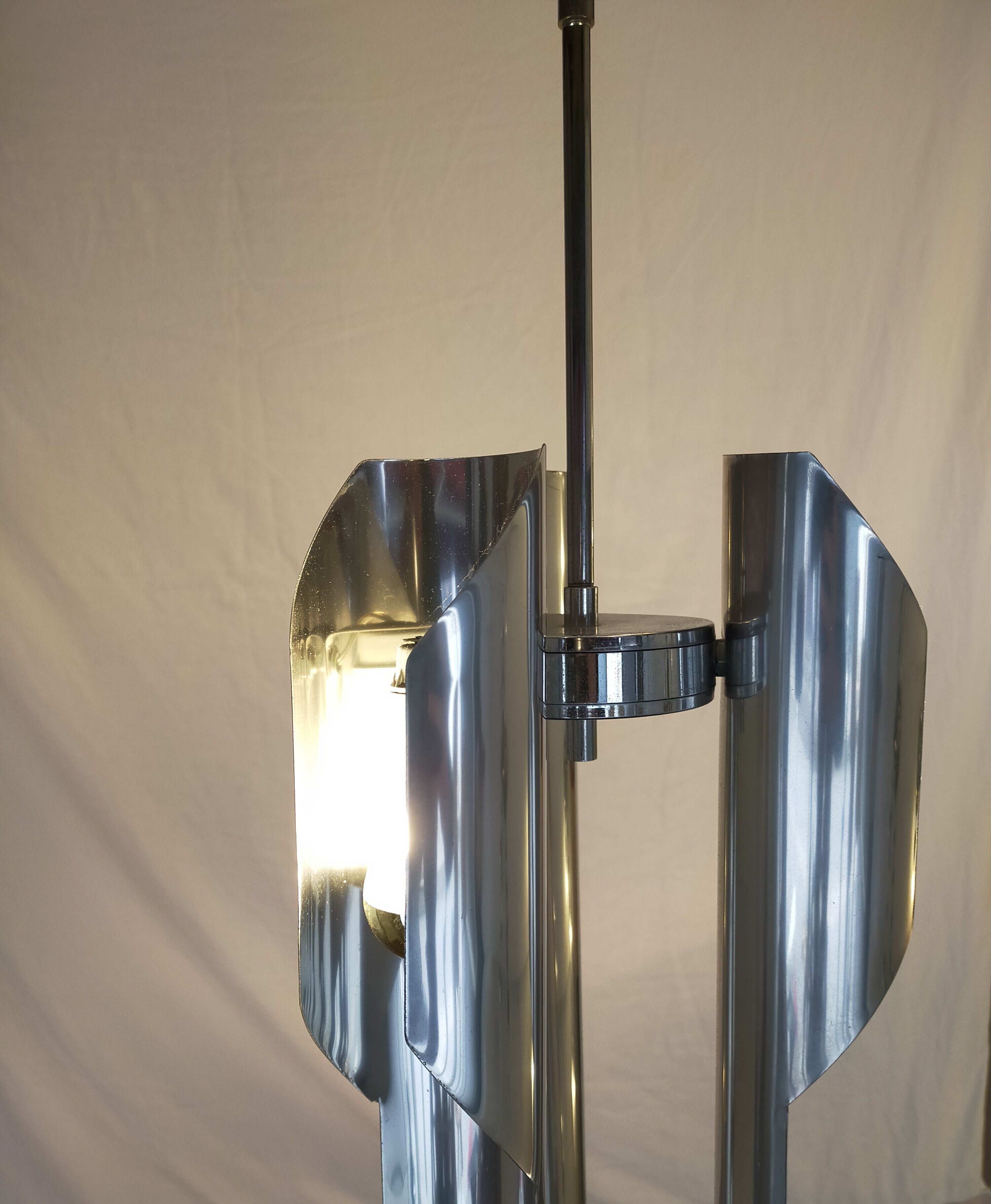 Chrome metal pendant lamp from the 1970s