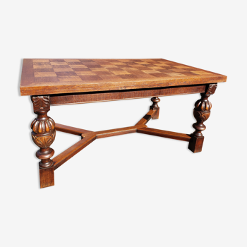 Table à manger à tiroir extensible de style Jacobin en chêne massif des années 1910