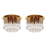 Set of two J.T. Kalmar Murano Raindrop hanging lamps, 1970 Austria