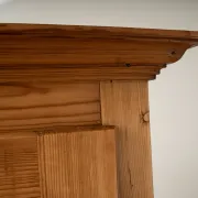 Antique German Pine Wardrobe with Hanging Rail and Shelf, Late 19th Century