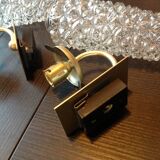 Pair of tulip glass and gold/vintage metal wall lamps 60/70