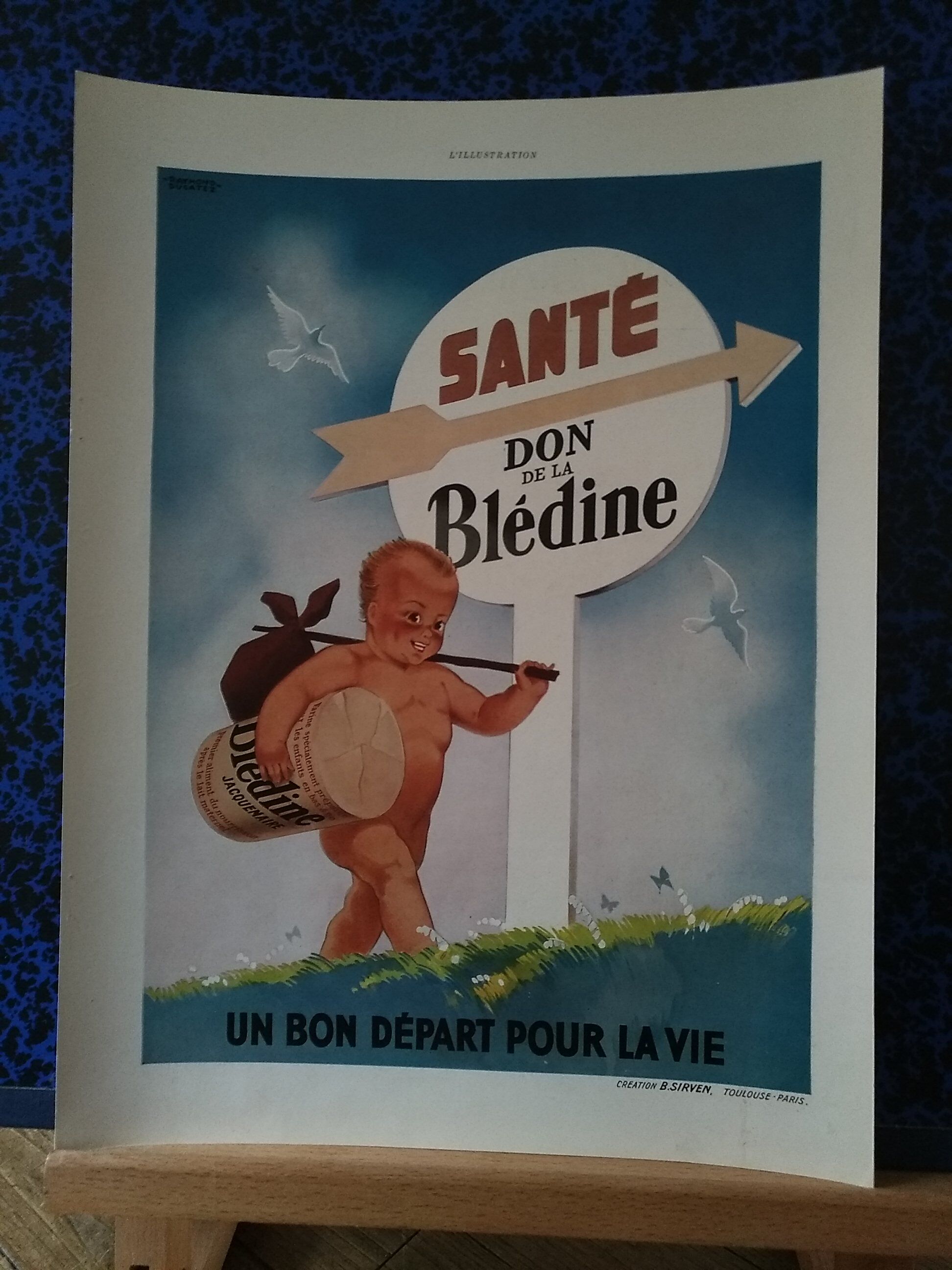 Blédine baby paper advertisement in color from a period magazine year 30
