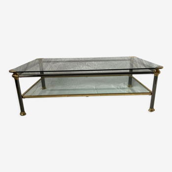 Glass and brass coffee table