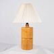 Cylindrical table lamp made of solid turned wood, France, 1970.