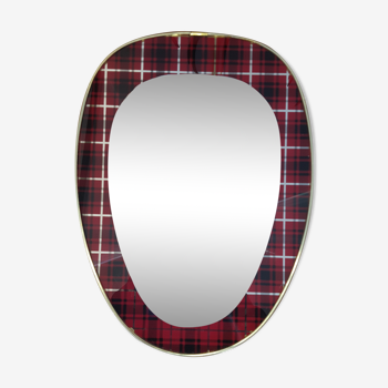 Miroir rétro décor tartan - 38x28cm