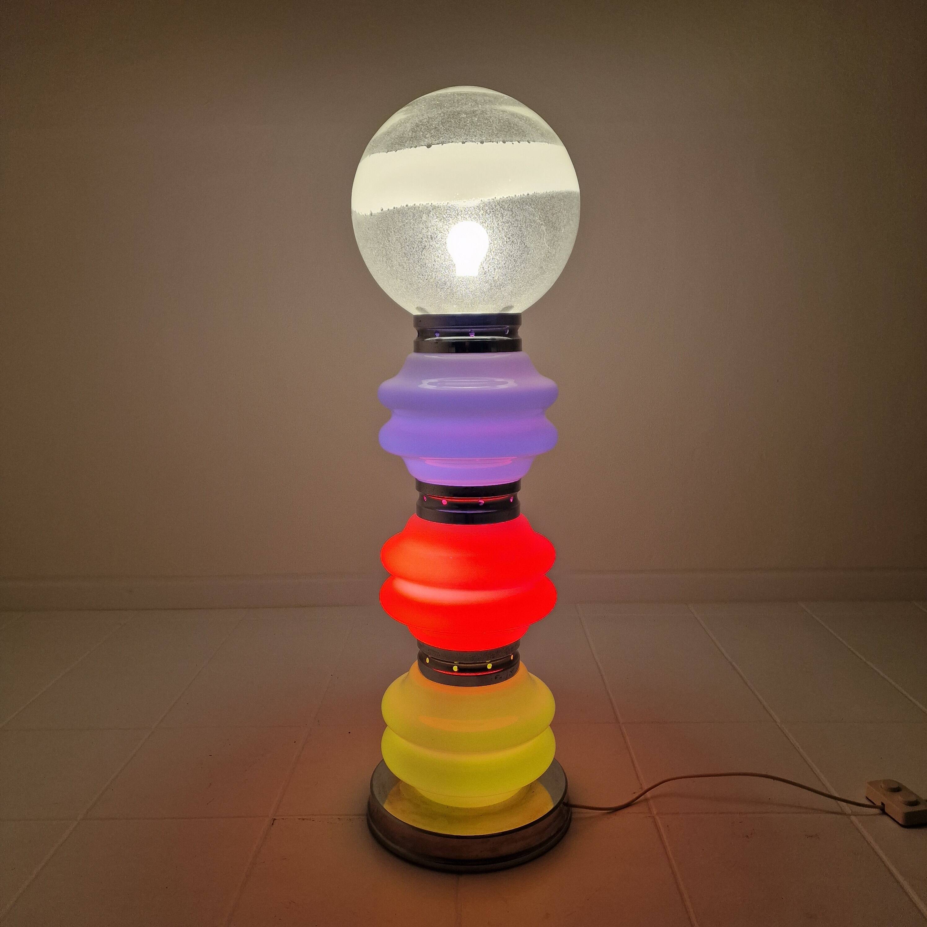 Italian Murano Floor Lamp  in 3 Colors Light, 1970s