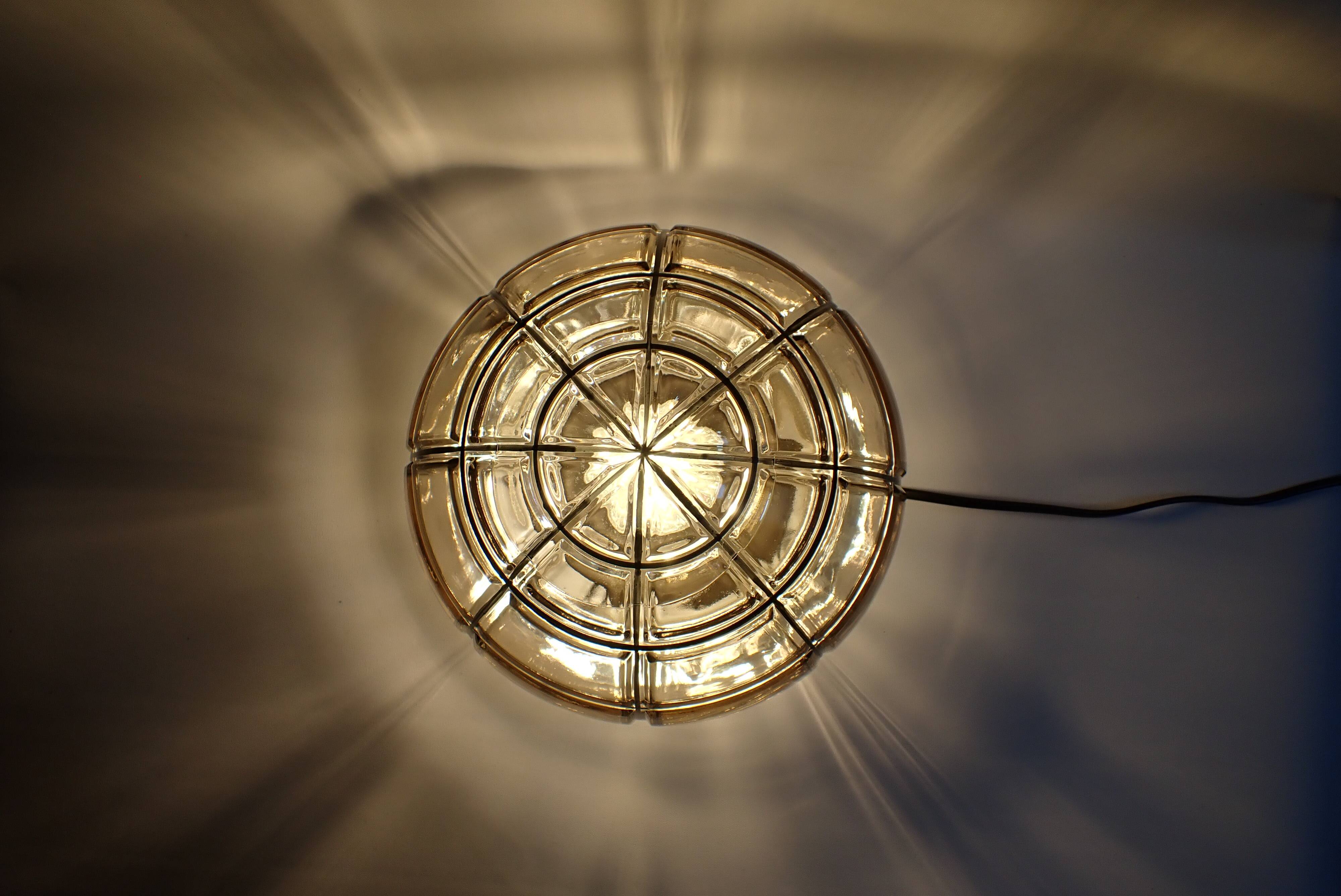 Vintage wall/ceiling light in amber glass / RZB Germany