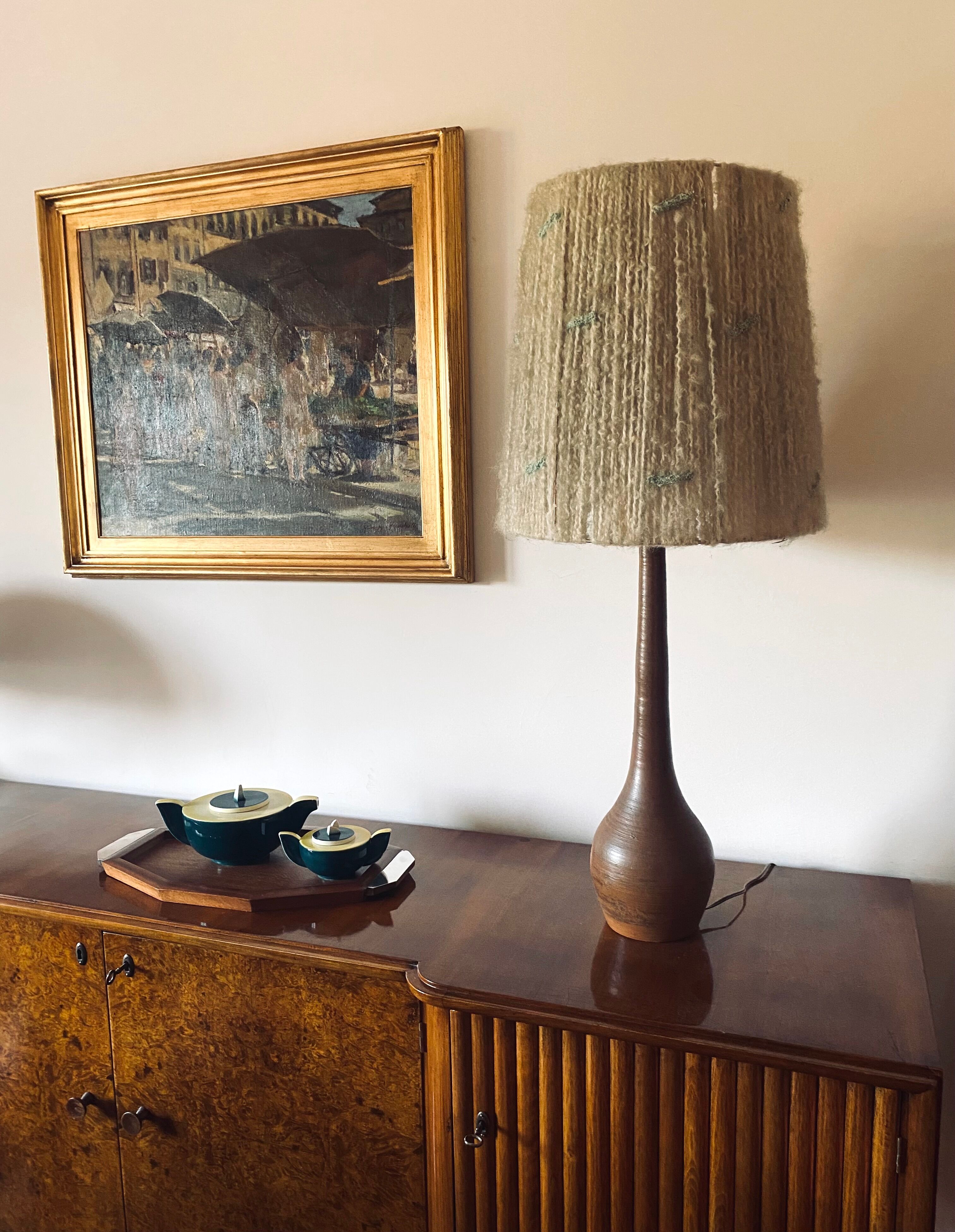 Mid-century earthenware table lamp, France 1950s