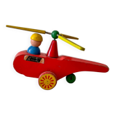 Wooden helicopter, antique toy of the Italian brand "La Norimberga"