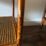Pair of bedside in cannage and bamboo