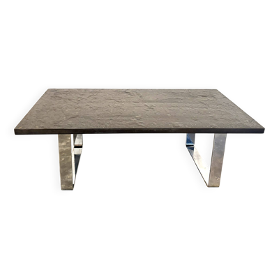 Table basse en pierre naturelle de schiste bitumineux par Studio Draenert