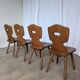 Chaises de salle à manger en bois tyrolien vintage - Style ferme des années 1970 - Ensemble de 4