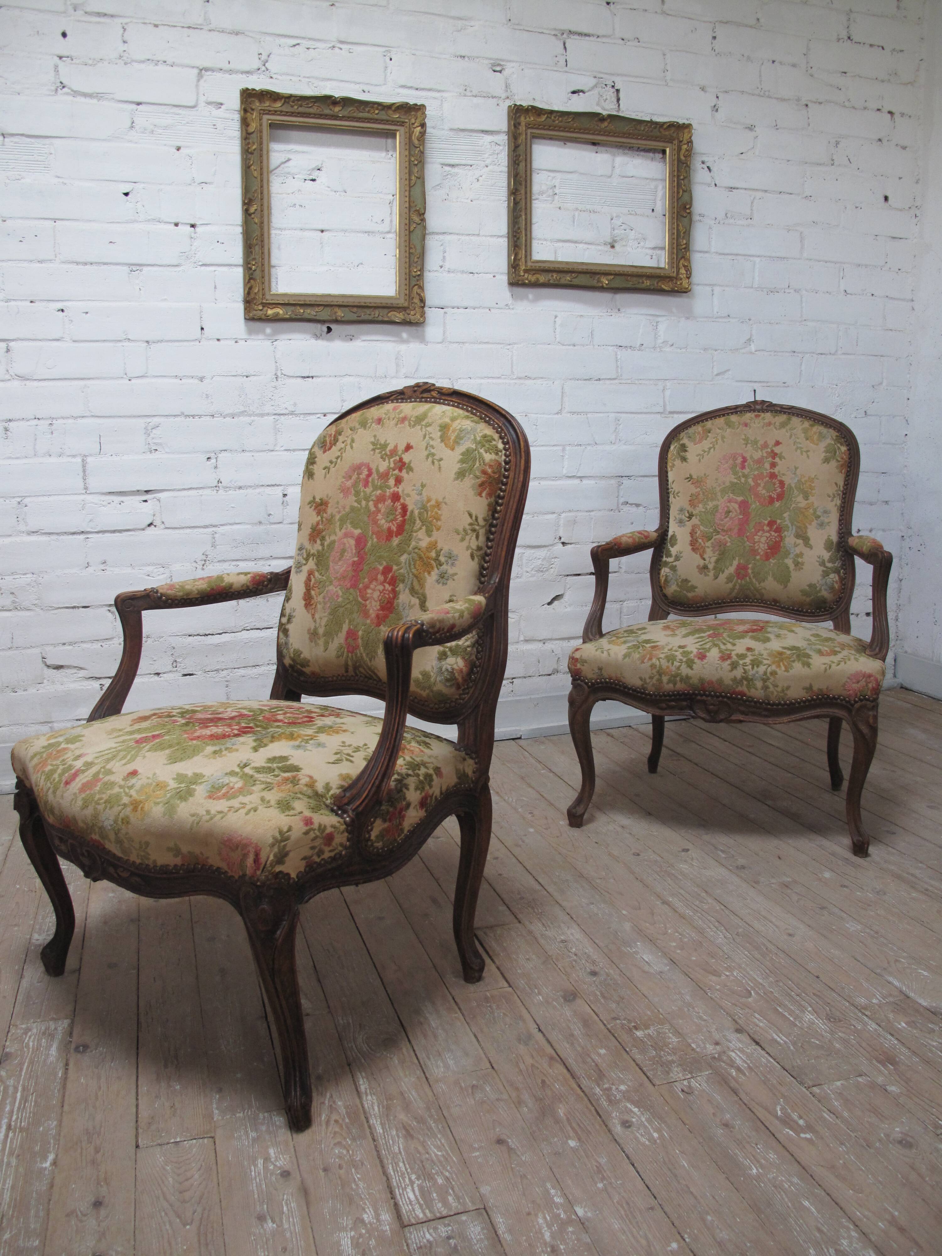 2 Louis XV convertible armchairs