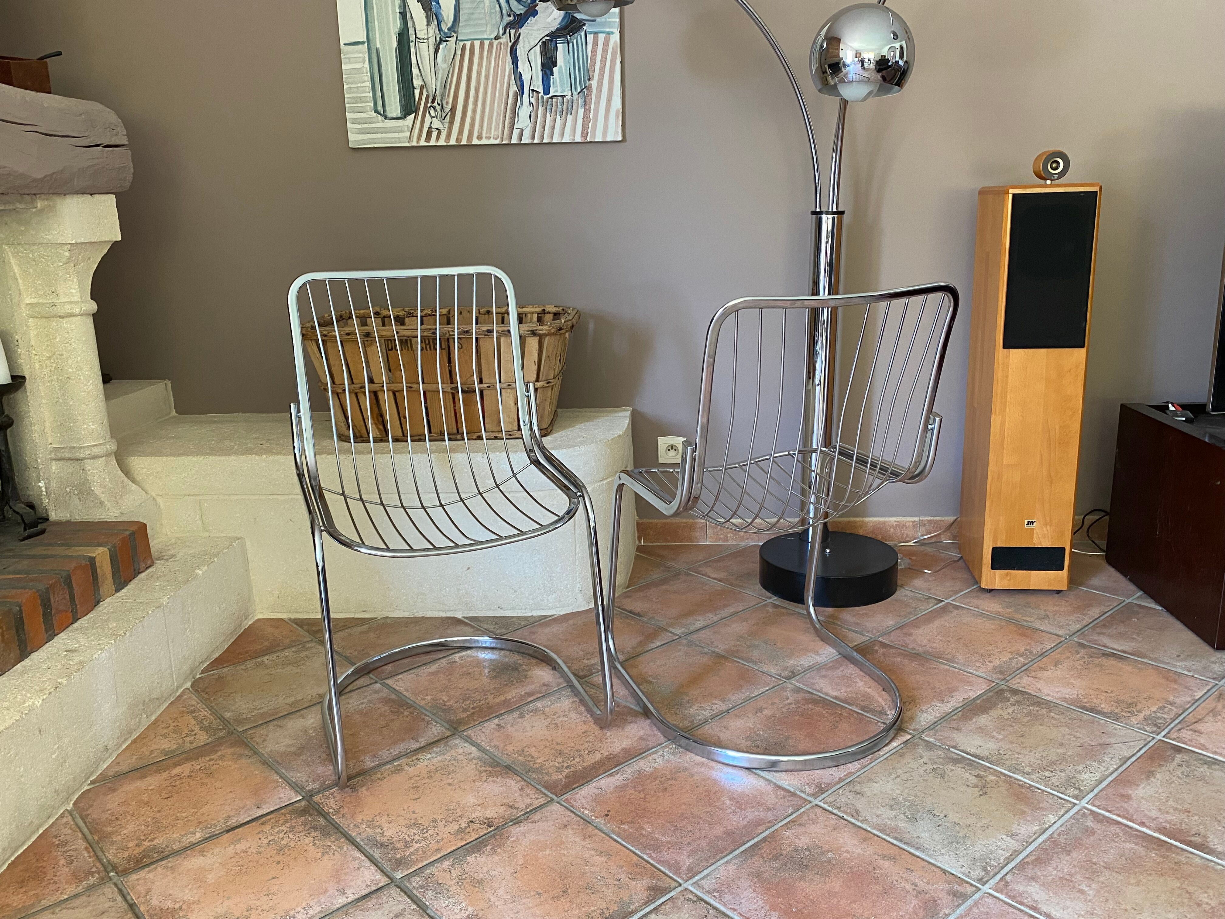 Lot de 6 chaises tubulaires en acier chromé 1970