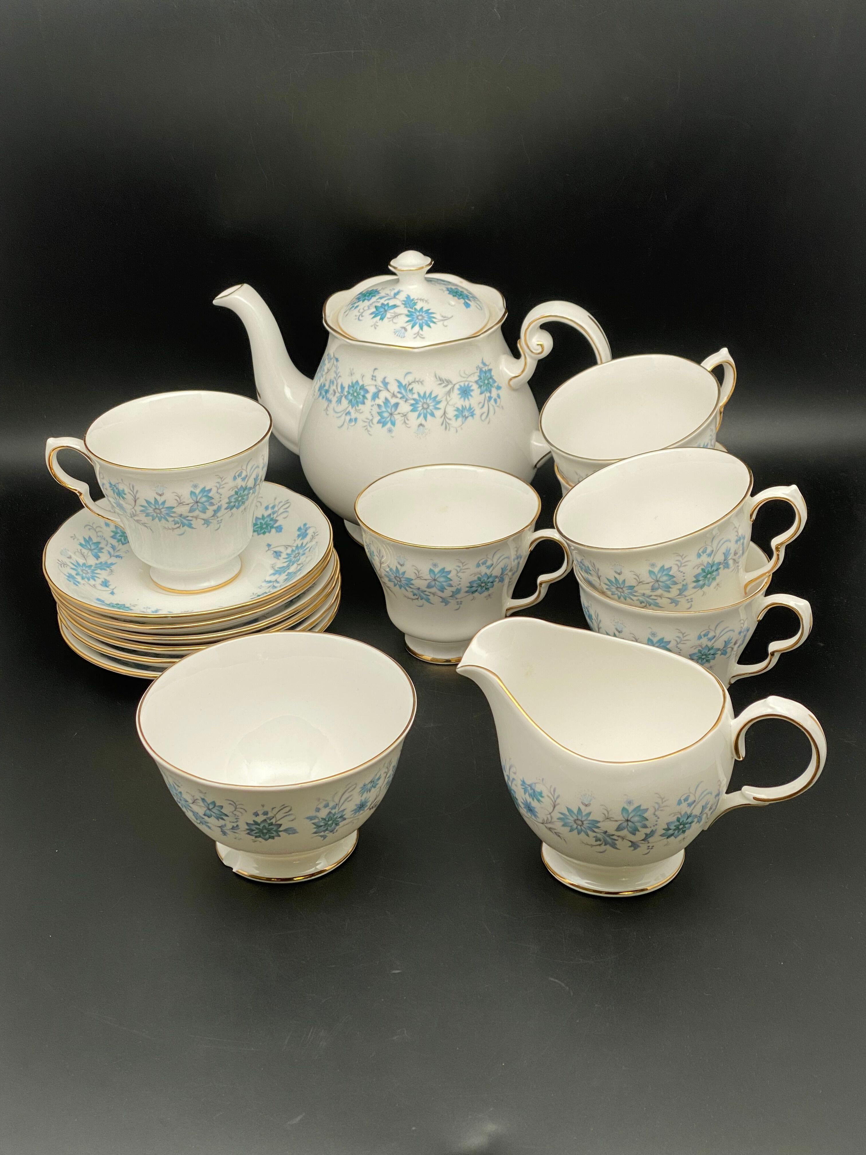 Fine Chinese porcelain tea set small sky flowers