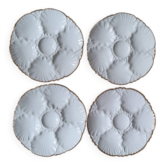 La Redoute x Selency set de 4 assiettes à huitres blanches dorées