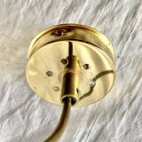 Massive vintage pendant light in gold metal and textured glass -