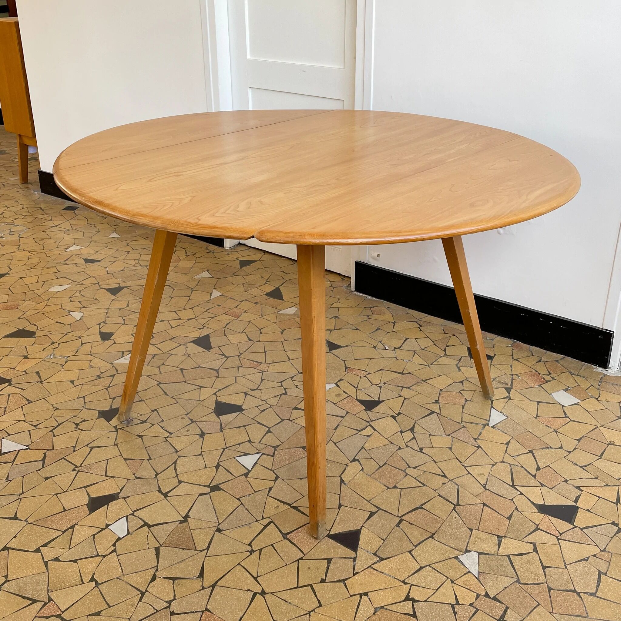 Round Ercol table with flaps