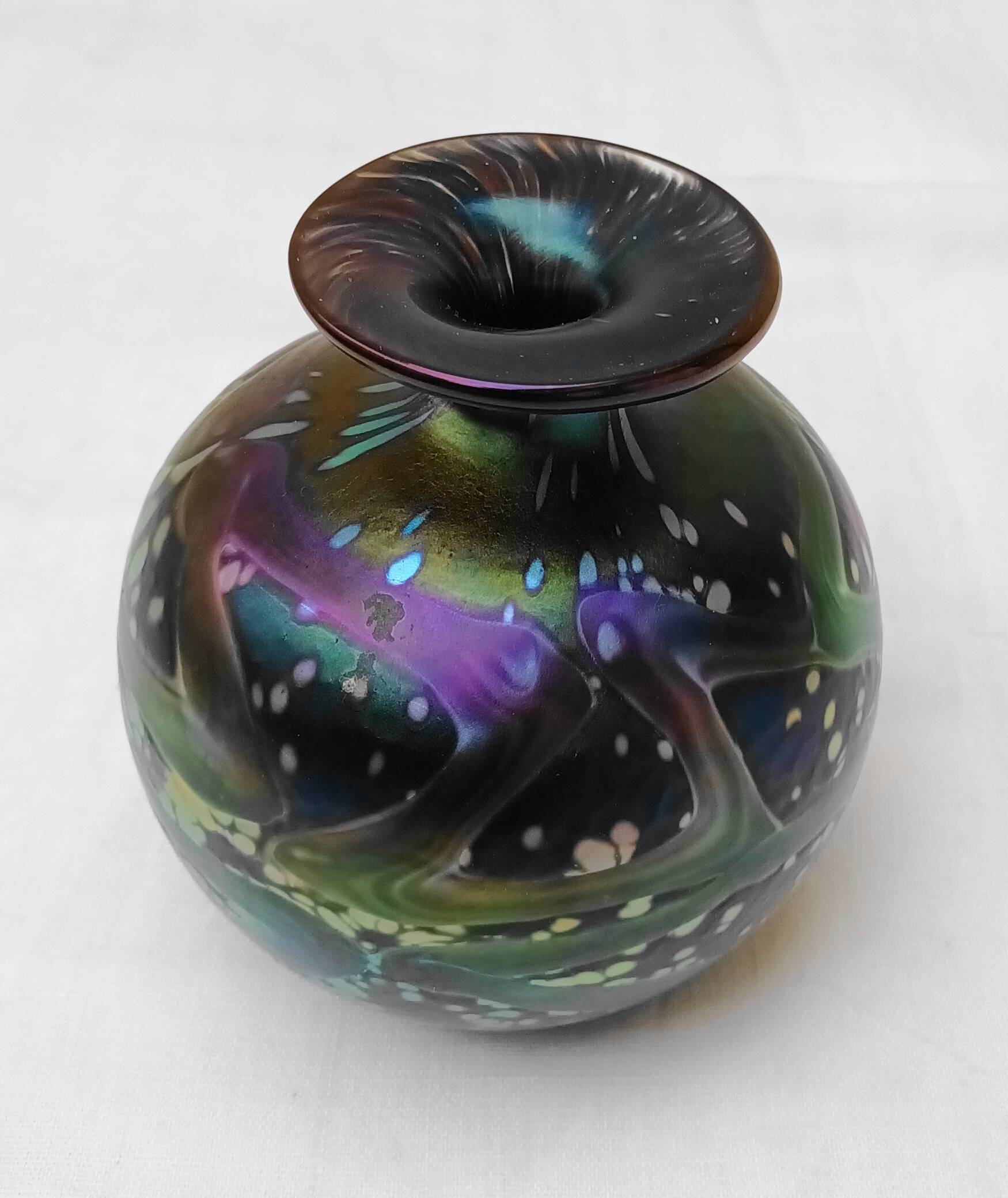 Murano glass ball vase signed Melina