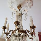 6-light hot air balloon chandelier with crystal pendants, late 19th century