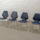 Set of Four Vintage Kitchen Chairs, Night Blue Leatherette with Chrome. 60s
