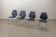 Set of Four Vintage Kitchen Chairs, Night Blue Leatherette with Chrome. 60s