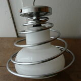 Ceiling light art deco metal chrome and opaline