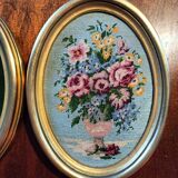 Pair of rose bouquet canvases