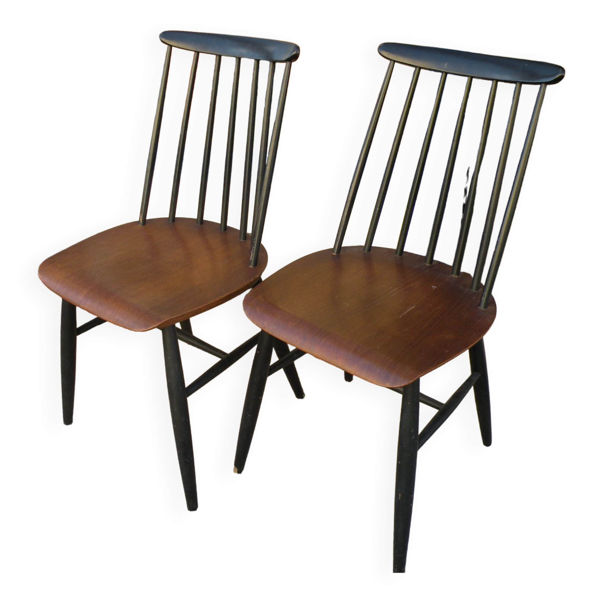 Paire de chaises scandinave " stol kamnik " 1960 étiquette d'époque sur les deux