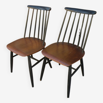 Paire de chaises scandinave " stol kamnik " 1960 étiquette d'époque sur les deux