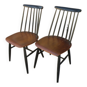 Paire de chaises scandinave " stol kamnik " 1960 étiquette d'époque sur les deux