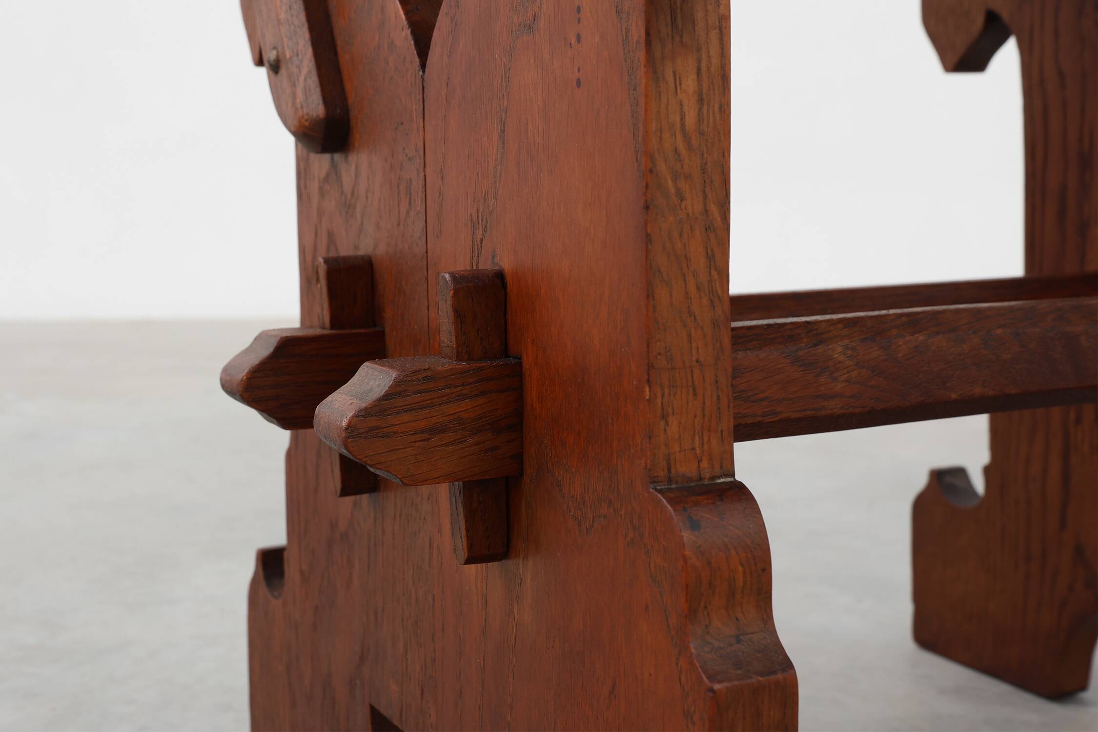 Belgian Arts & Crafts or Jugendstil Oak Stool, circa 1890