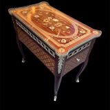 Men's dressing table inlaid and bronze stamped R Sigot, conversion furniture