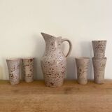 Service à orangeade en grès moucheté signé Farah, Vallauris années 1960-70