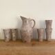 Speckled stoneware orangeade service signed FARAH (Vallauris, 19th century)