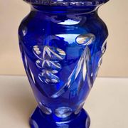 Vase en cristal bleu de Cobalt, Tchécoslovaquie