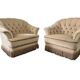 Set of 2 vintage ecru armchairs with fringes.