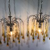 Lustre murano gouttes en cristal ambre