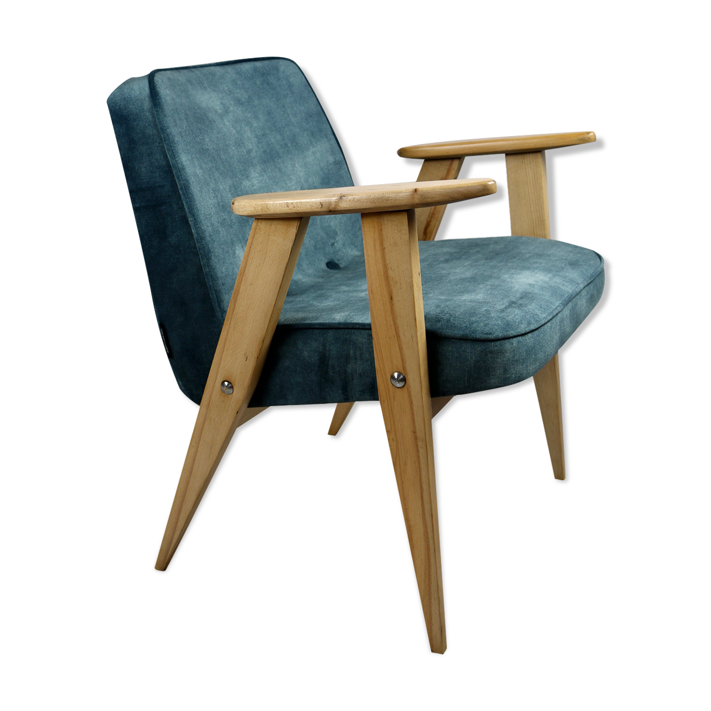 Fauteuil en velours Macao bleu clair 366 par Józef Chierowski, années 1970