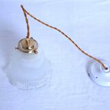 Holophane pendant light/glass lampshade - retro atmosphere guaranteed - 1940 - vintage