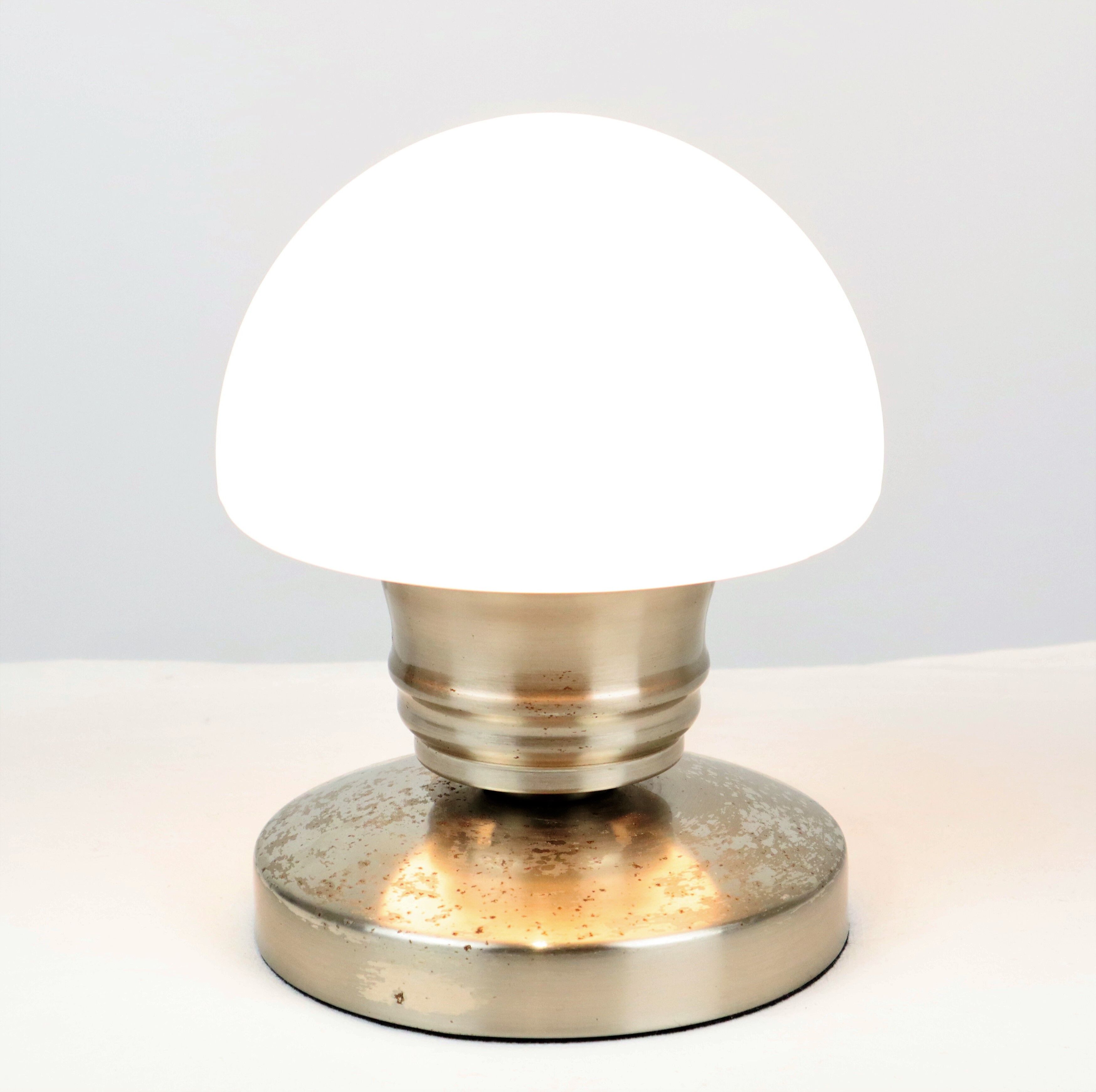 Vintage mushroom touch lamp milk glass linhai junis lighting 21cm