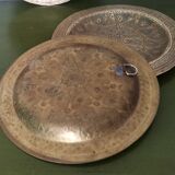 Set of 3 vintage moroccan brass decorative wall plates