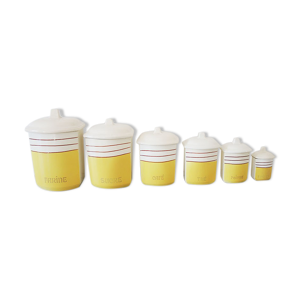 Lot de 6 pots de cuisine en faïence