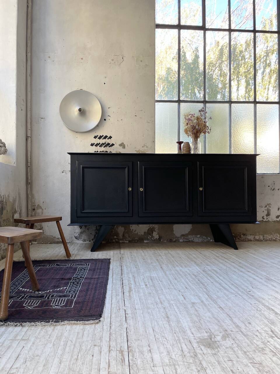 60s brutalist black sideboard