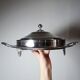 Rare vintage oriental covered serving dish in silver-plated metal, mid-20th century.
