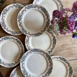 Set of 8 flat plates vintage model Cécile de HBCM
