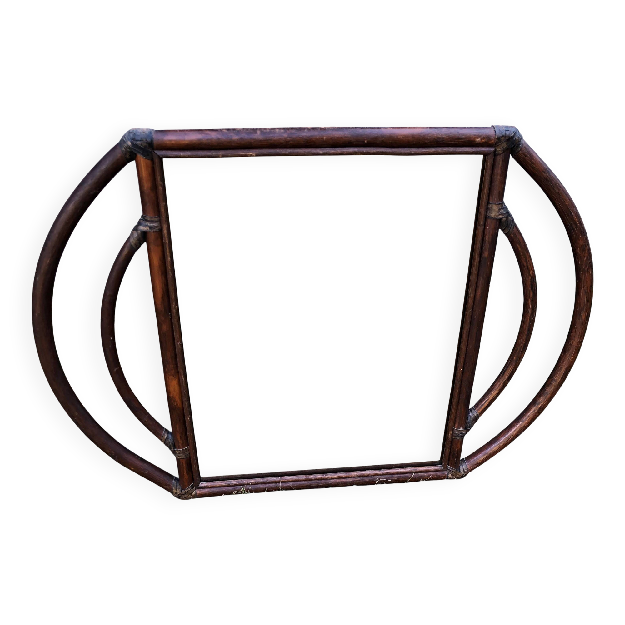 Grand miroir vintage en rotin