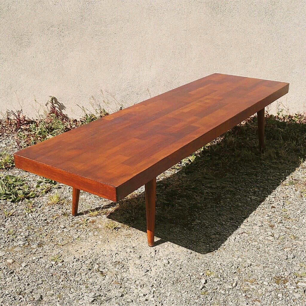 Coffee table in exotic wood vintage tapered foot