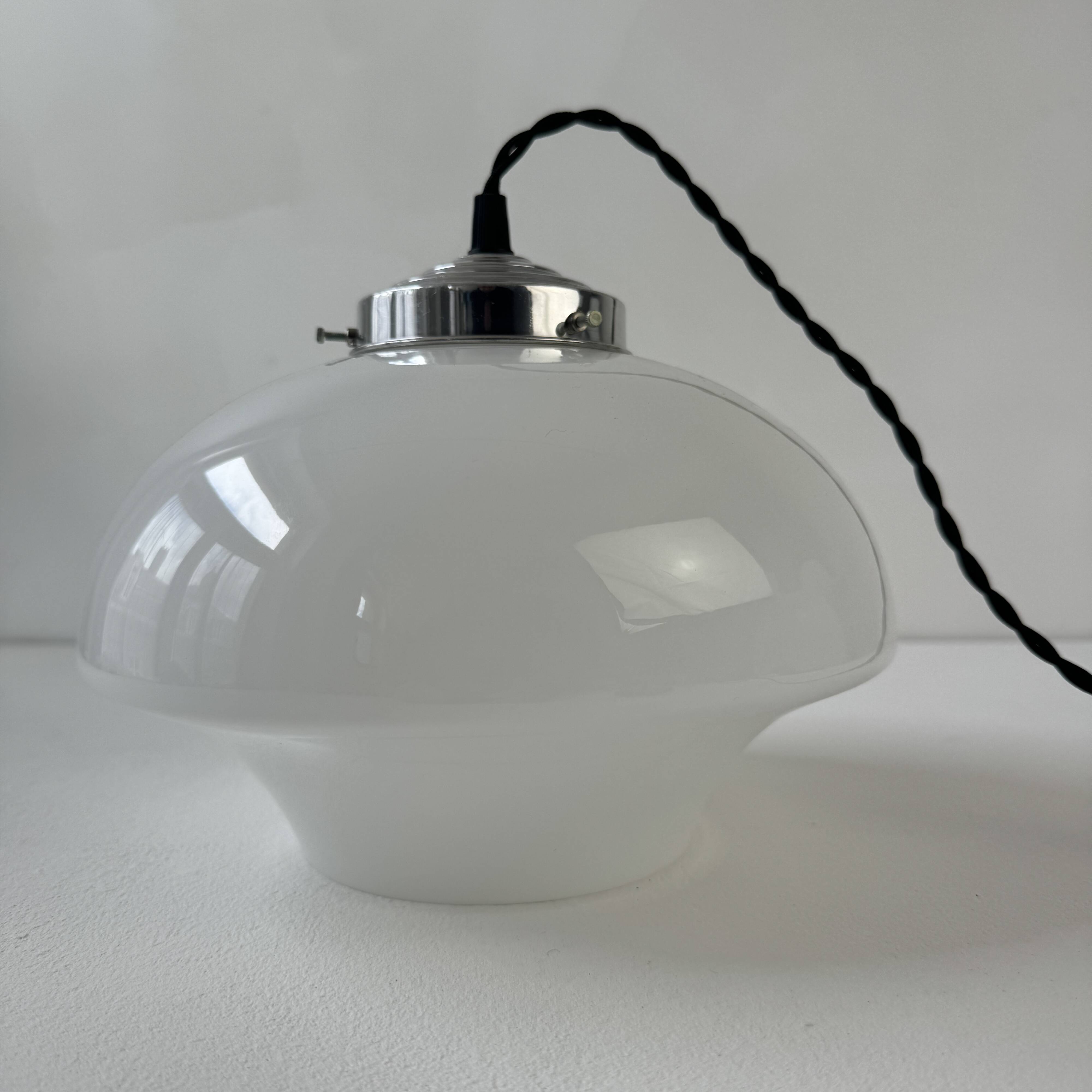 Pair of antique opaline pendant lights 24 cm vintage